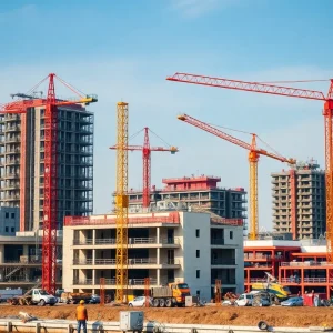 Construction site in Canada with ongoing nonresidential projects.