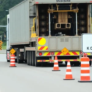 Oversized equipment transport on U.S. 69 in Beaumont